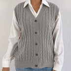 Women Knitted Cardigan Autumn Winter Women Clothing Casual Outerwear Vest Twist Woven Sweater Vest