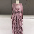 Women's Ruffled Pleated Ribbon Dress