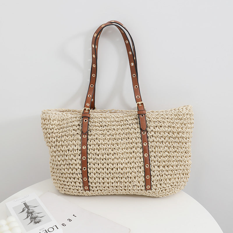 Women's French Straw Tote Beach Bag
