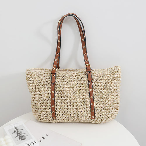 Women's French Straw Tote Beach Bag