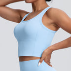 Solid Color Nude Feel Skin Friendly Yoga Jacket with Chest Pad Workout Bra Beauty Back Fitness Vest Sports Underwear for Women