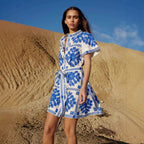 Women's Summer Trade Casual Women Clothing Printed Lace Up Dress