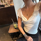 Spring Summer Women Clothing Solid Color Sexy Deep V Plunge