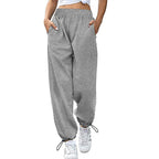Loose Sports Drawstring Wide Leg Ankle Banded Pants Women Plus Size