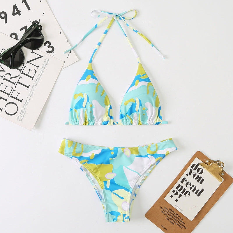 Split Digital One-piece Swimwear