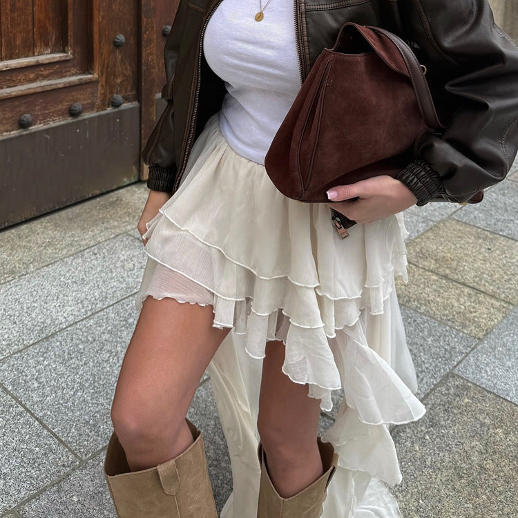 Ruffled Chiffon Sheer Skirt
