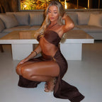 Halter Lace-Up Cutout Slit Maxi Dress