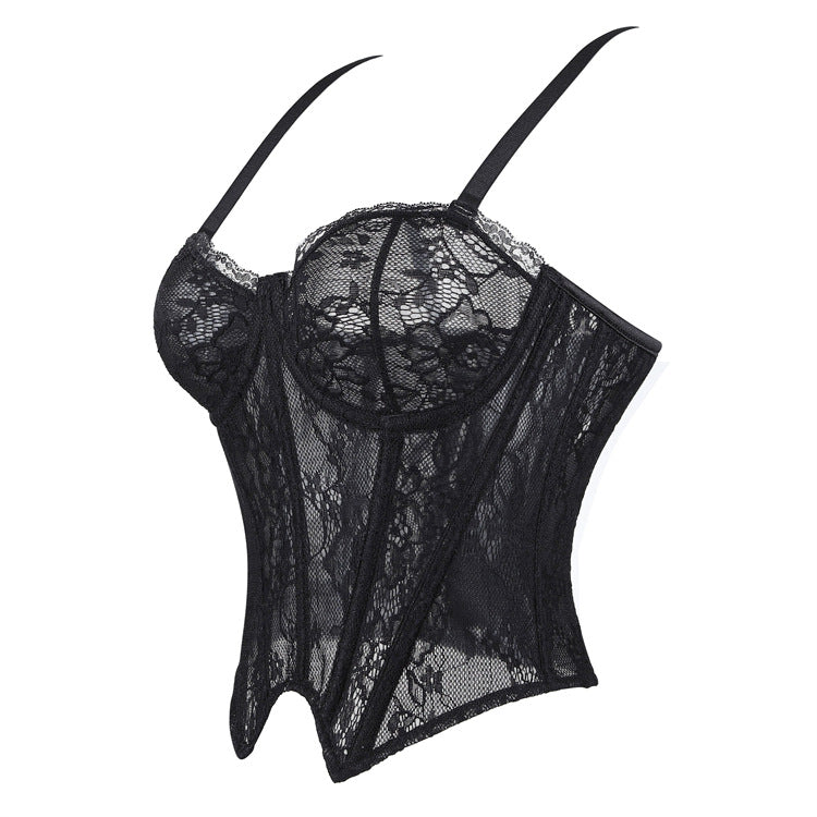 Floral Mesh Corset Party Top