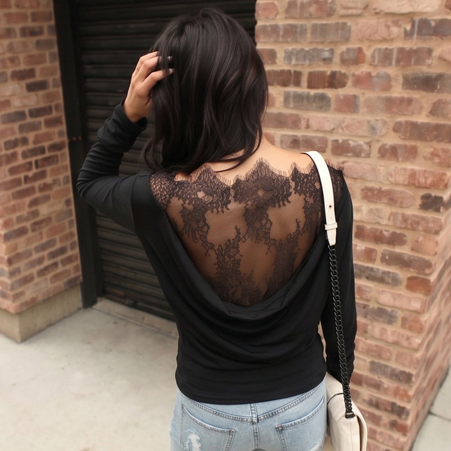 Black Sexy Lace Stitching Hollow Out CO out See through