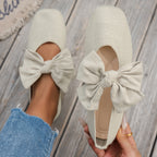 Women's Autumn Bow Knitted Square Toe Flat Shoes Women Breathable Low Cut Tods Casual Shoes