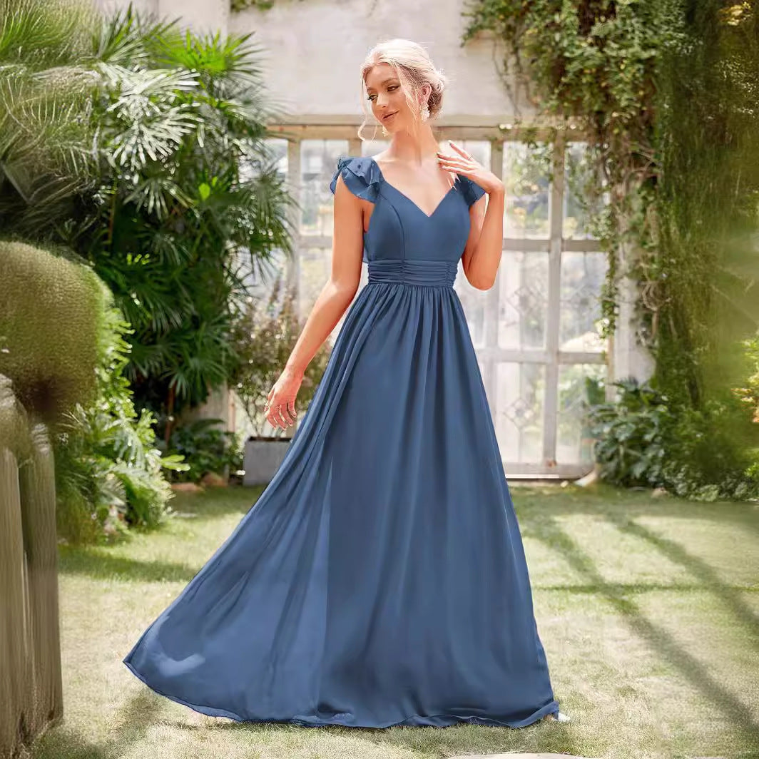 Women's Chiffon V-Neck Evening Dress