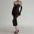 Lace Tube-Top Dress with Oversleeves