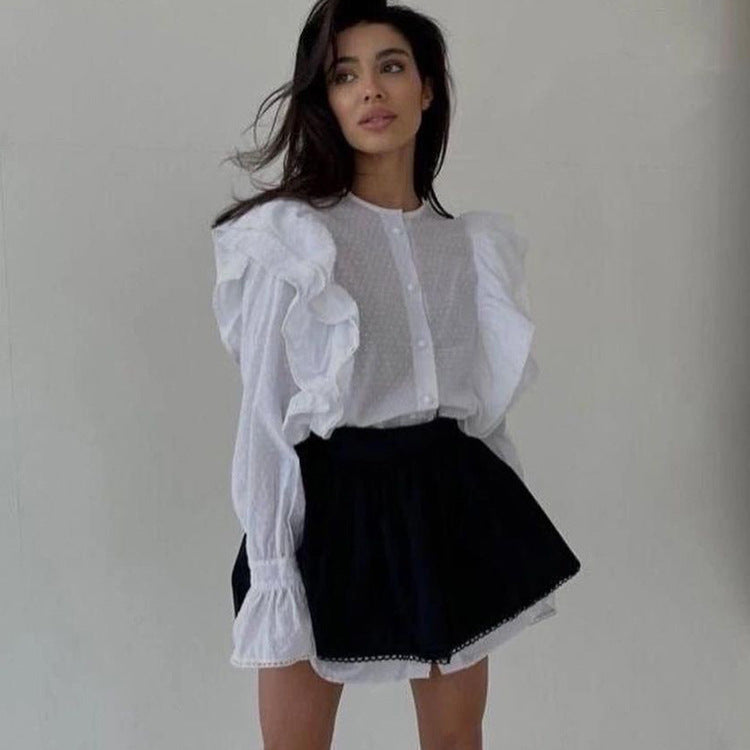 French Ruffle Shirt Dress