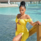 Women's Off-Shoulder Cutout Ruffle Dress