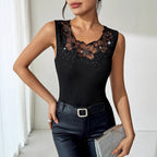 Black Rib Rhinestone Vest Top