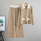 Autumn Winter Color Stitching Turnover Neck Knitted