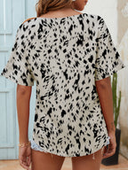 Women's Animal Print V-Neck T-Shirt – Short-Sleeve Casual Top