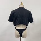 Women's All Matching Comfort Cropped Outfit Round Neck Short Sleeve