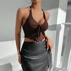 Halterneck Vest Backless Back Beautifying Short Top Women