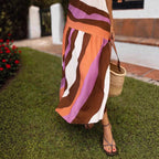 Summer Color Striped Printed Casual For Skirt