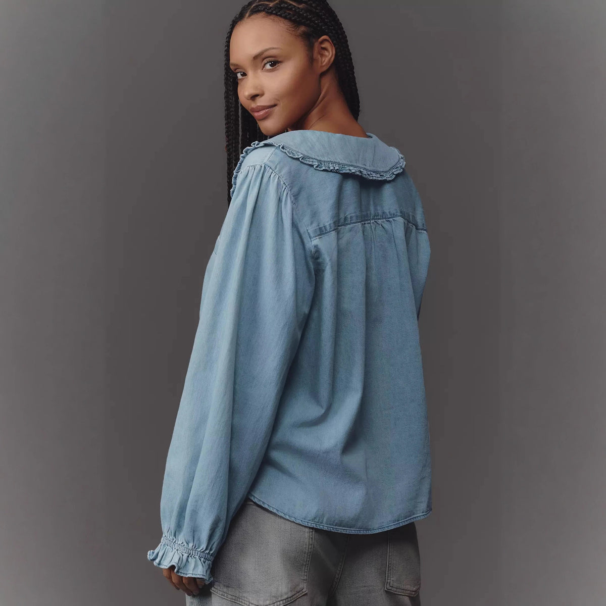 Women's Retro Lightweight Denim Long Sleeved Shirt