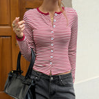 Women's French Retro Striped Contrast-Color Top