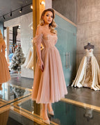 Wedding Party Formal Cocktail Sequin Princess Mid-Length Dress Party Formal