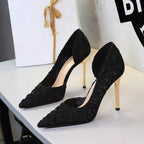 Women's Pleated Satin Pointed-Toe Pumps
