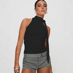 Women's Cropped Backless Halter Bandage Top