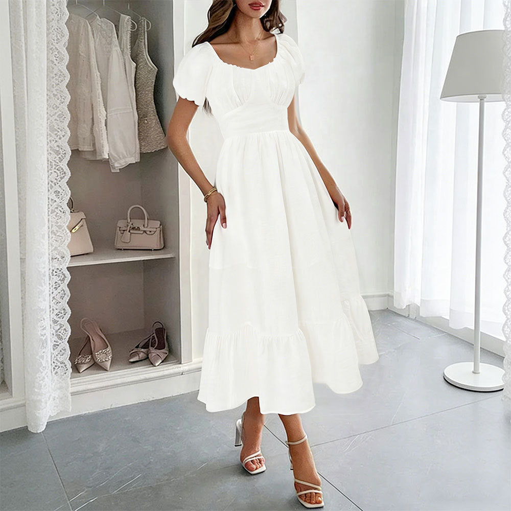 Bubble Waist Slimming A line Large Swing Mid Length Women Clothing