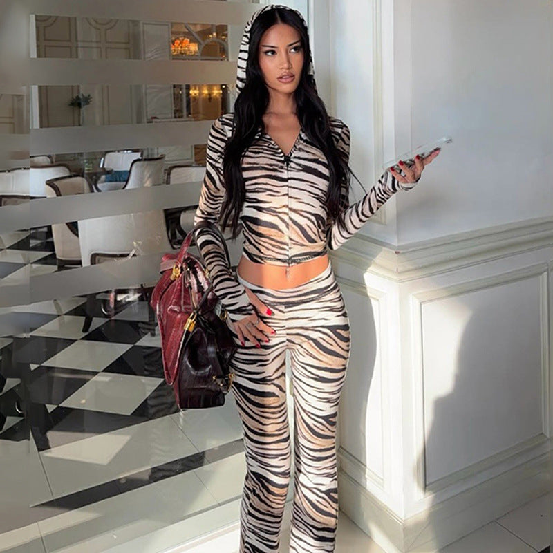 Women's Animal Print Jacket Set