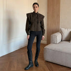 Design Pure Cotton Shirt Waist Controlled Lace up Long