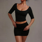Women's Slim-Fit U-Neck Cropped Top