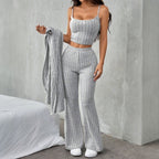Spring Summer Women Clothing Idle Casual Home Knitted Three Piece Set