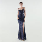 Heavy Industry Sequin Beaded Boning Corset Waist Tight Dress