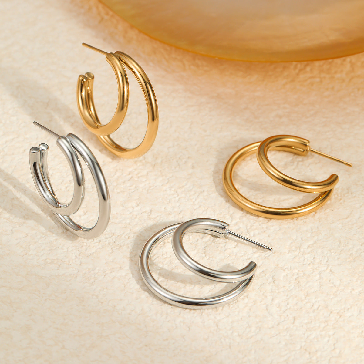 Double Layer C Stud Earrings