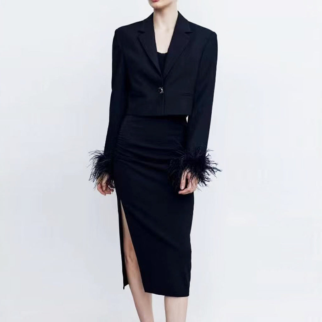 Women's Long-Sleeve Two-Piece Skirt Set