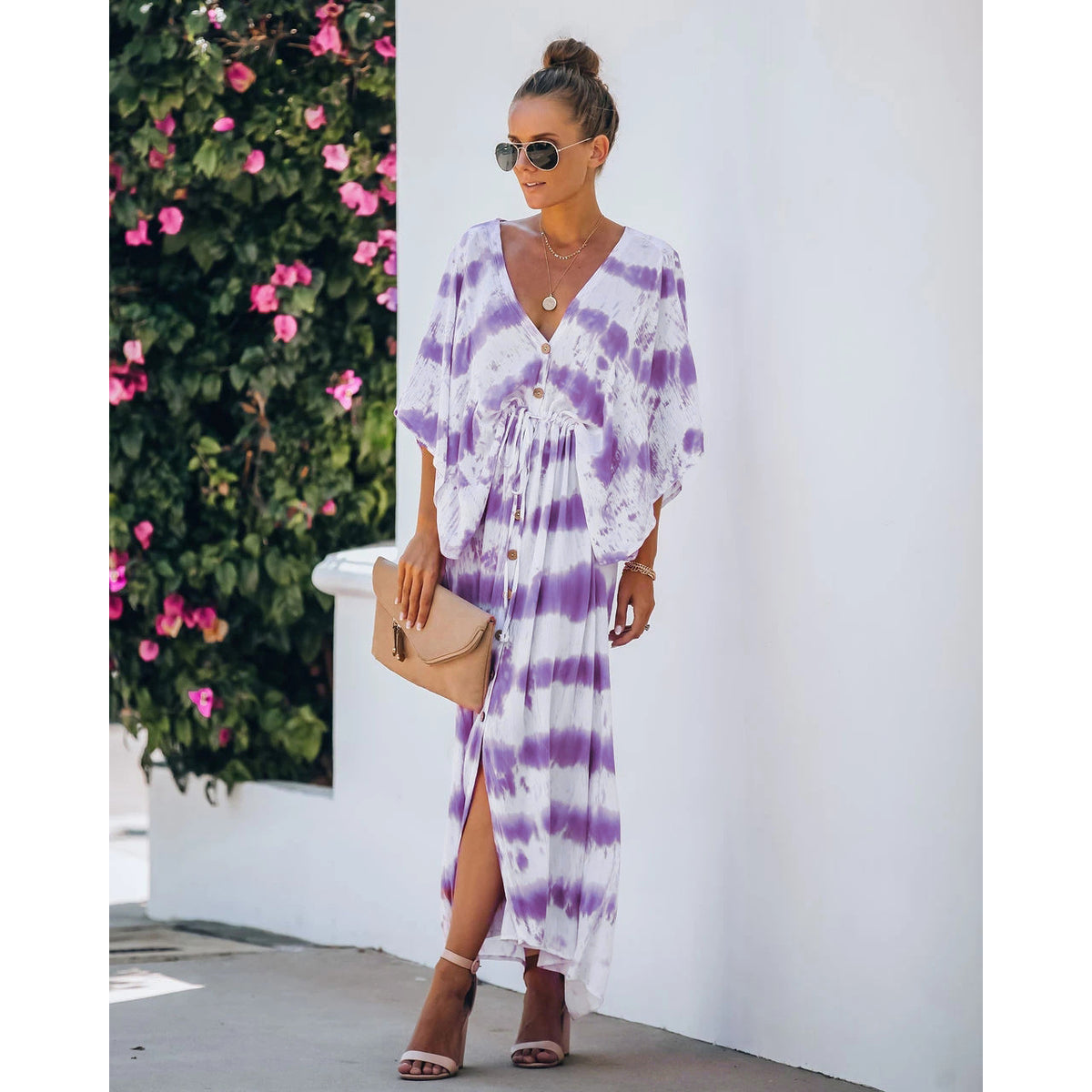 Women's Spring Summer Lace Tie Dye Loose Dress Home Casual Dress