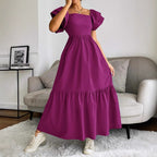 Off-Shoulder Ruffle-Sleeve A-Line Maxi Dress