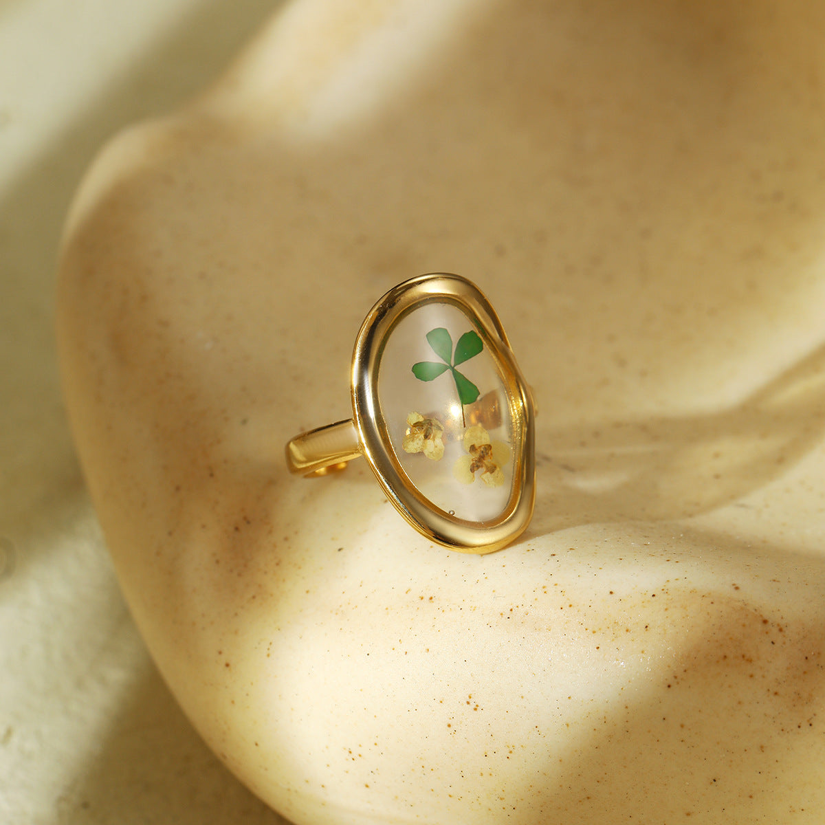 Four Leaf Clover Open Ring