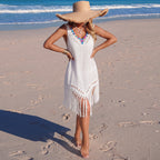 Women's Crochet Tassel Beach Cover-Up Dress