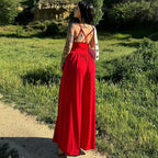 Women's Summer Sexy Backless Spaghetti Straps Loose Jumpsuit