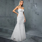 Women's Tube Top Evening Dress V Neck Fishtail Gauzy Gown Cocktail Party Annual Party Little Dress