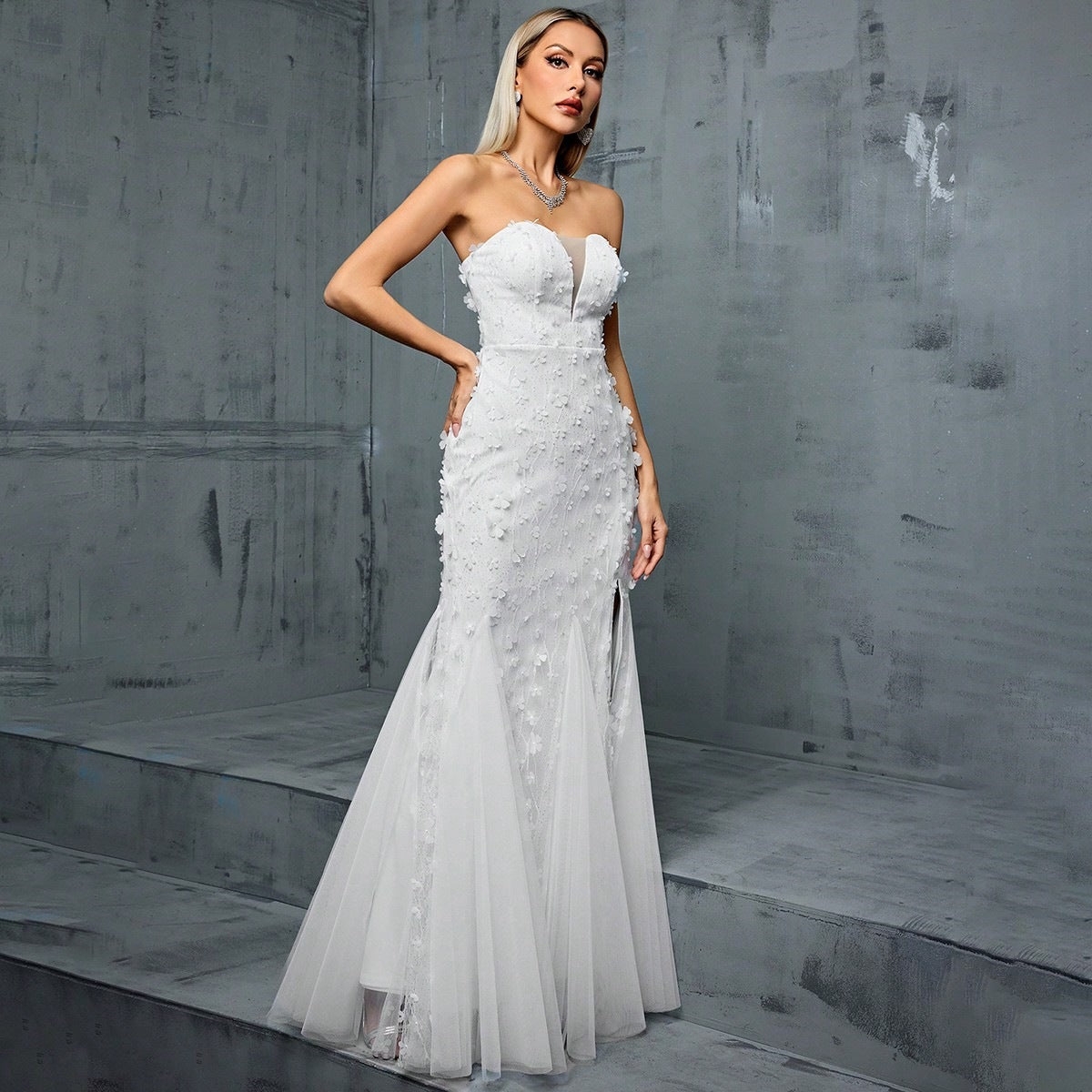 Women's Tube Top Evening Dress V Neck Fishtail Gauzy Gown Cocktail Party Annual Party Little Dress