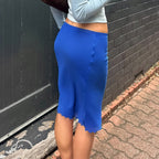 Casual Skirt Summer Blue Grenadine Double Layer Wooden Ear