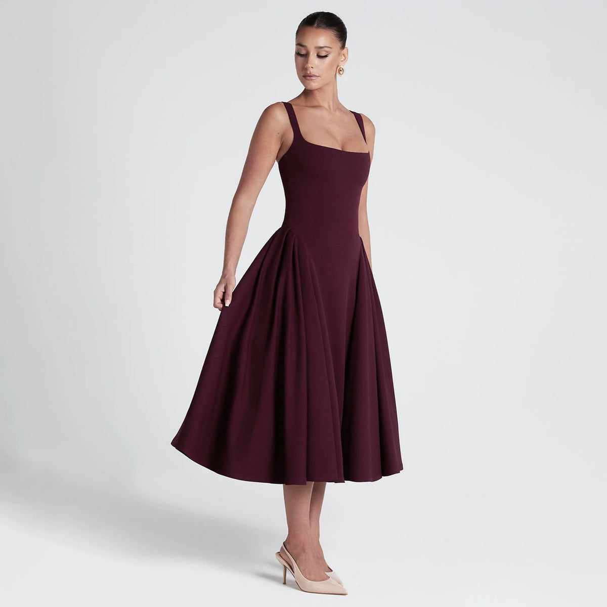 Square-Neck Spaghetti-Strap Dress