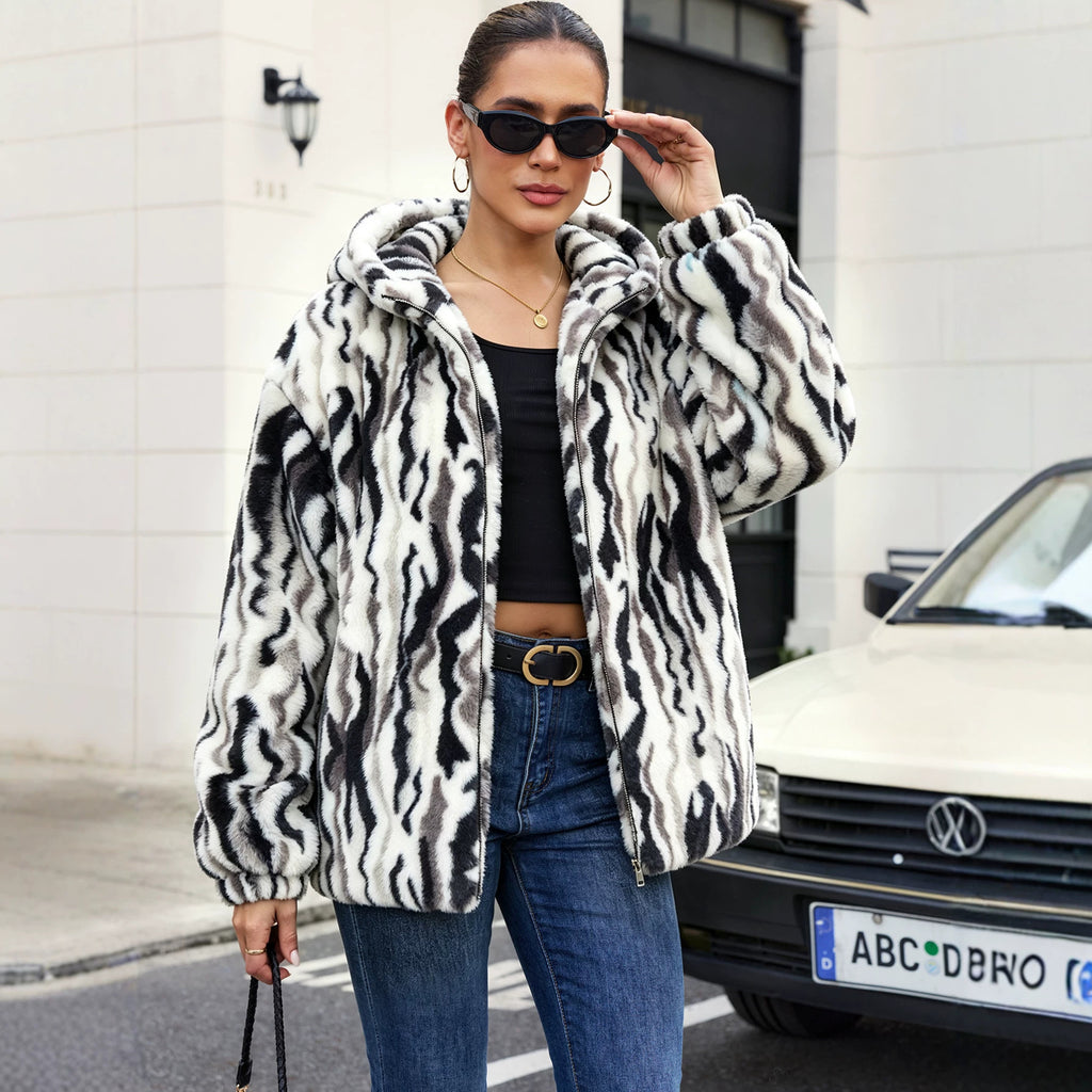 Women's Camo Faux-Fur Coat