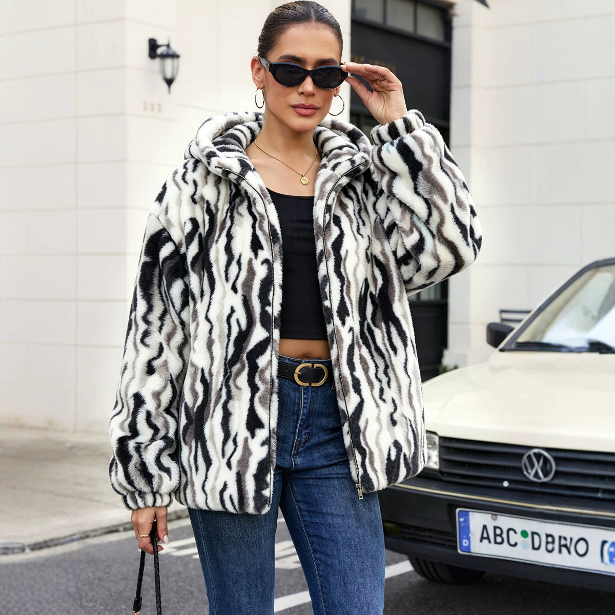 Women's Camo Faux-Fur Coat