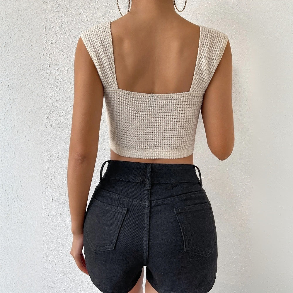 Jacquard Sleeveless Vest Top