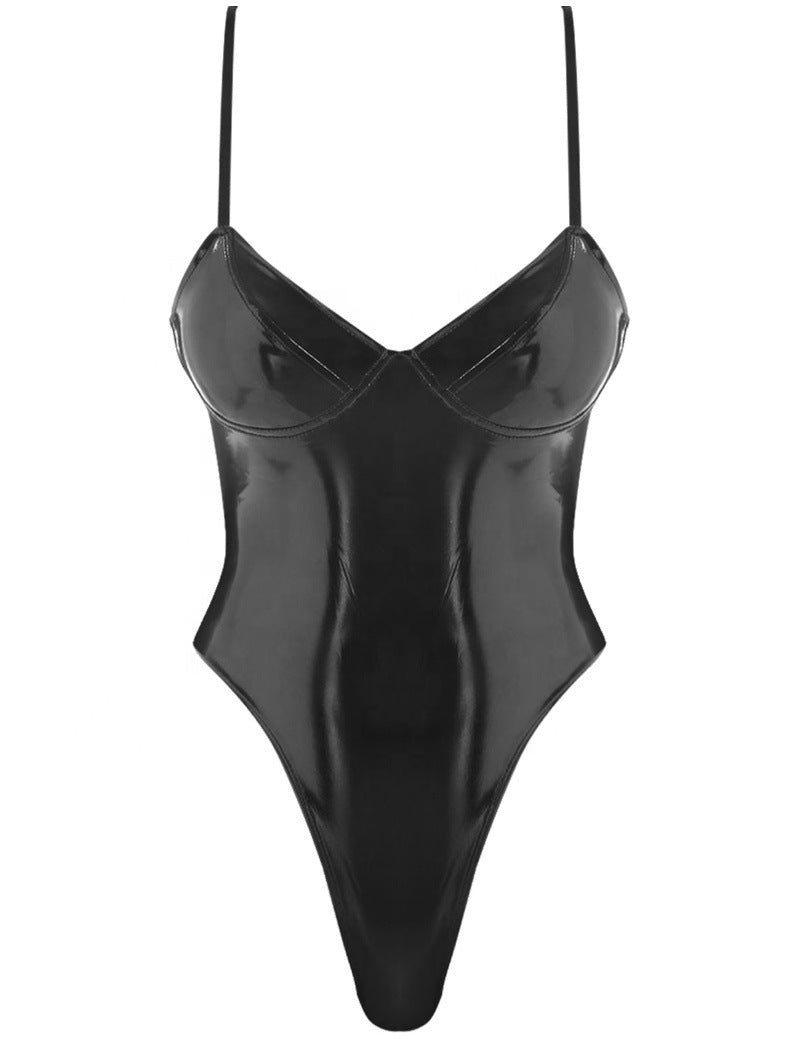 Patent Leather Bodysuit Lingerie